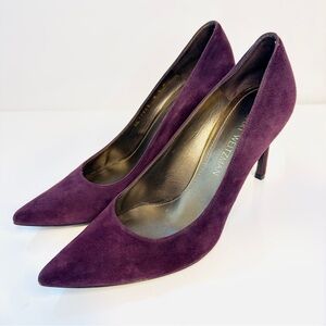 Stuart Weitzman Plum Suede Pointed-Toe Pumps